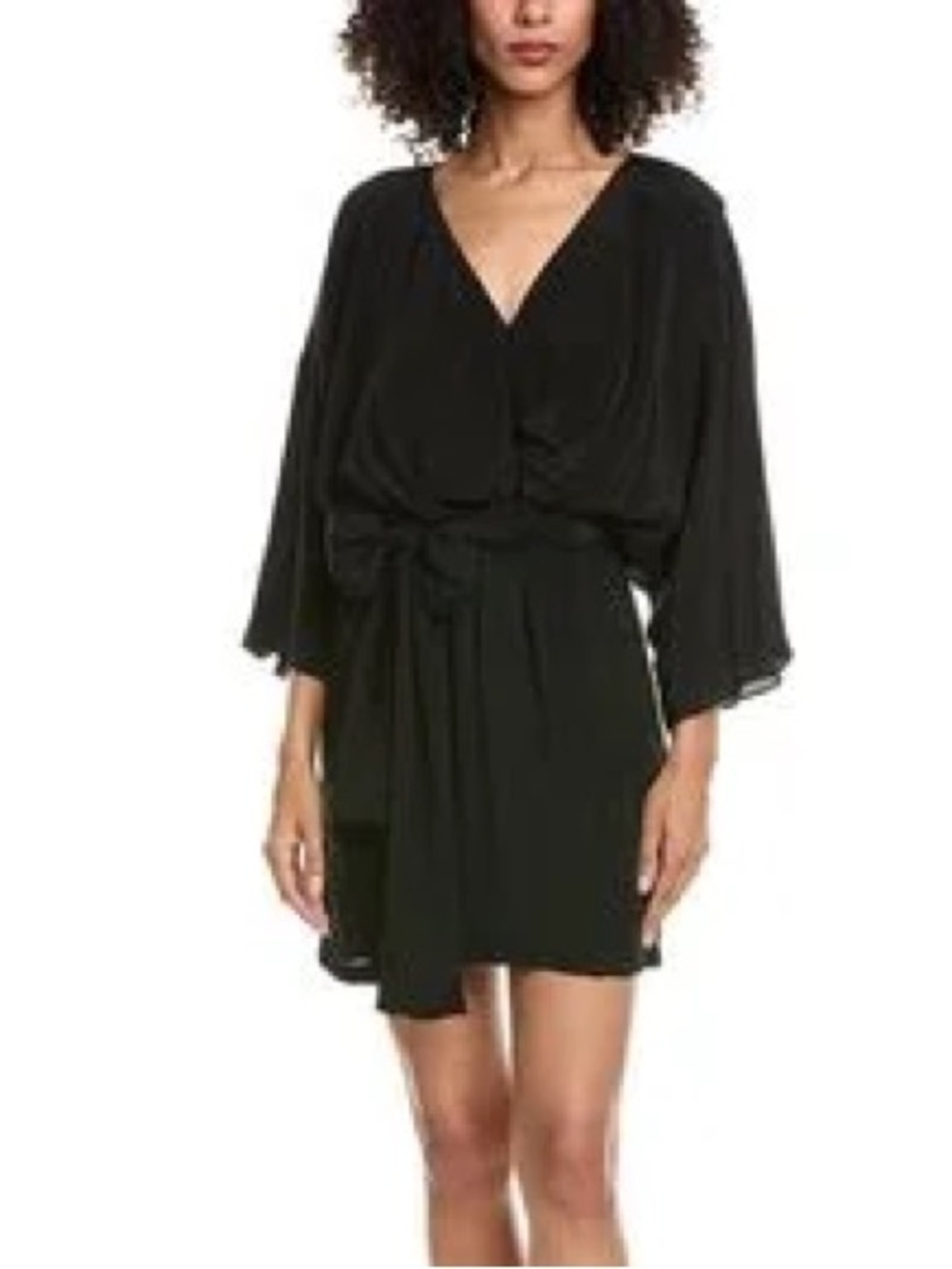 The Kooples Sz 8 Black Silk Blend Flowy Belted Mini Minimalist Dress